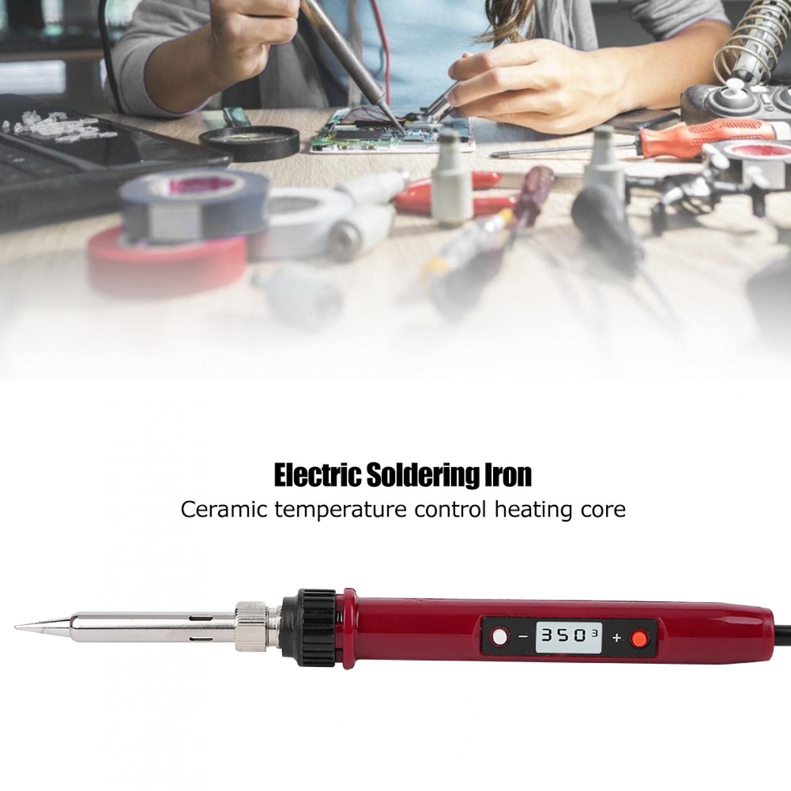 936H 80W Soldador eléctrico Pantalla digital Temperatura constante Hierro eléctrico Antióxido Rojo Soldador eléctrico Enchufe de la UE 220-240V