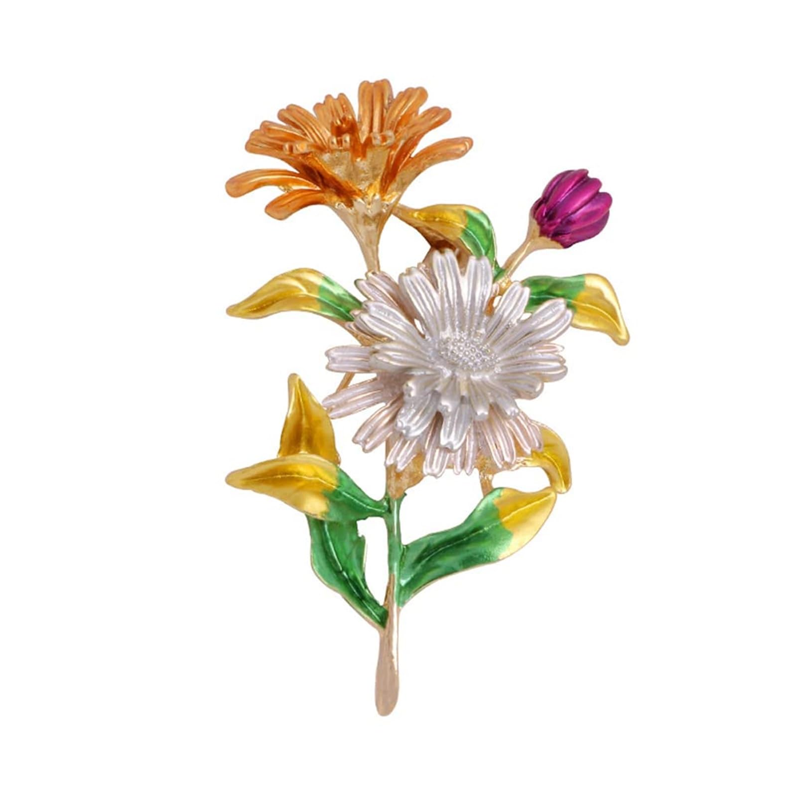 Elegante broche de margaritas hecho a mano para mujer, pin de ramillete de aleación retro para chaquetas, cárdigans y accesorios