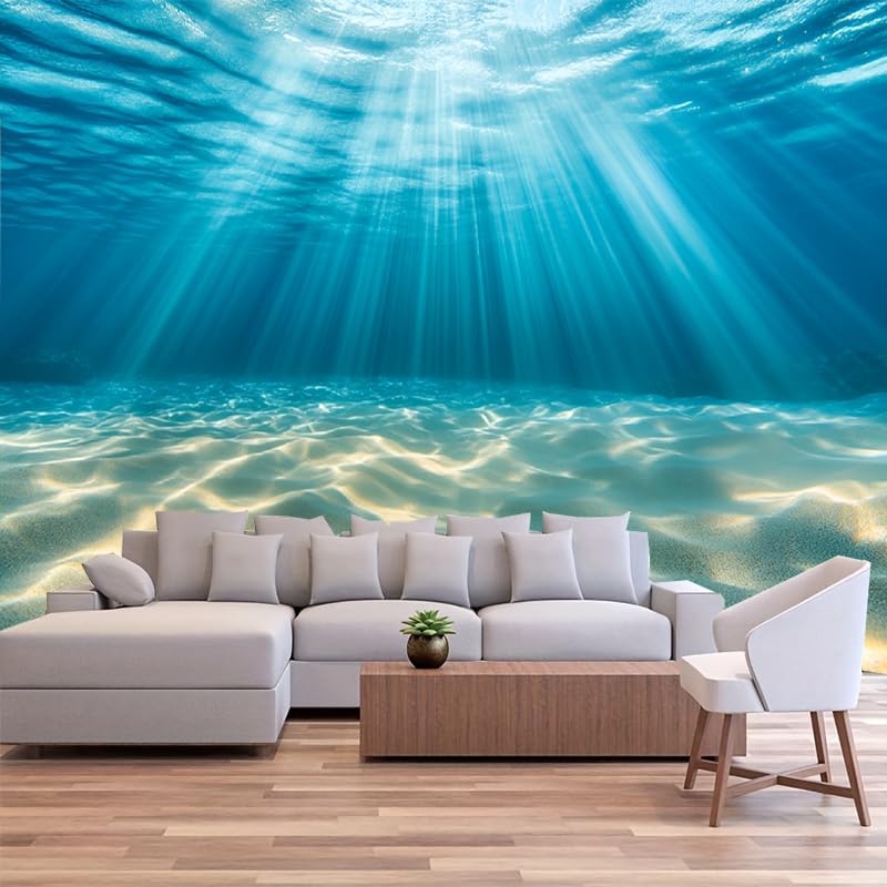 FENDROM Underwater World Tapestry Deep Blue Ocean Wall Hanging Sunlight Gravelly Bottom Scene Wall Tapestry for Bedroom Living Room Dorm Decor