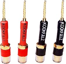 4mm Banana Plugs Speaker Wire Adapters 4 Pack - Pin to Female Banana Jack Gold Plated Connectors for Speaker Amplifier