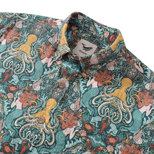 Funny Hawaiian Shirts for Men Long Sleeve Button Down Tropical Shirt Summer Beach Top3