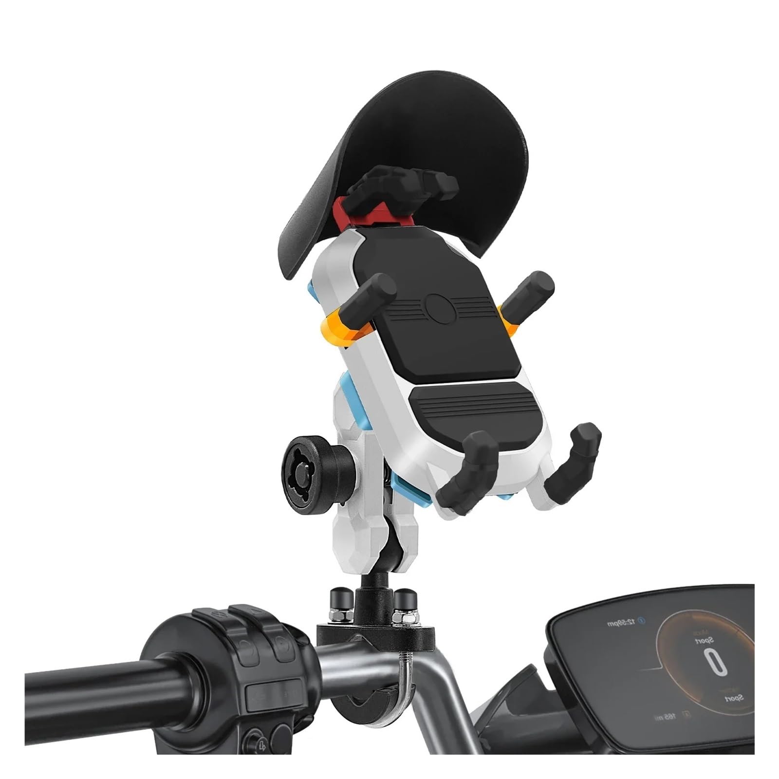Telephone Moto Rotation Support De Téléphone De Moto Anti-Vibration Antivol Antichoc Support Guidon en Aluminium Support Rétroviseur pour Vélo 4,7 À 7,2 Pouces Porte Téléphone Vélo(Handlebar Holder)
