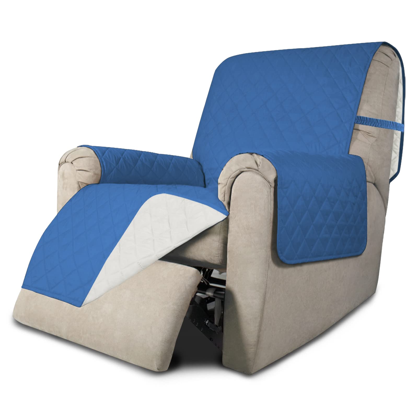 Easy-Going Reversible Couch Cover, Recliner 22 in, Blue/Ivory