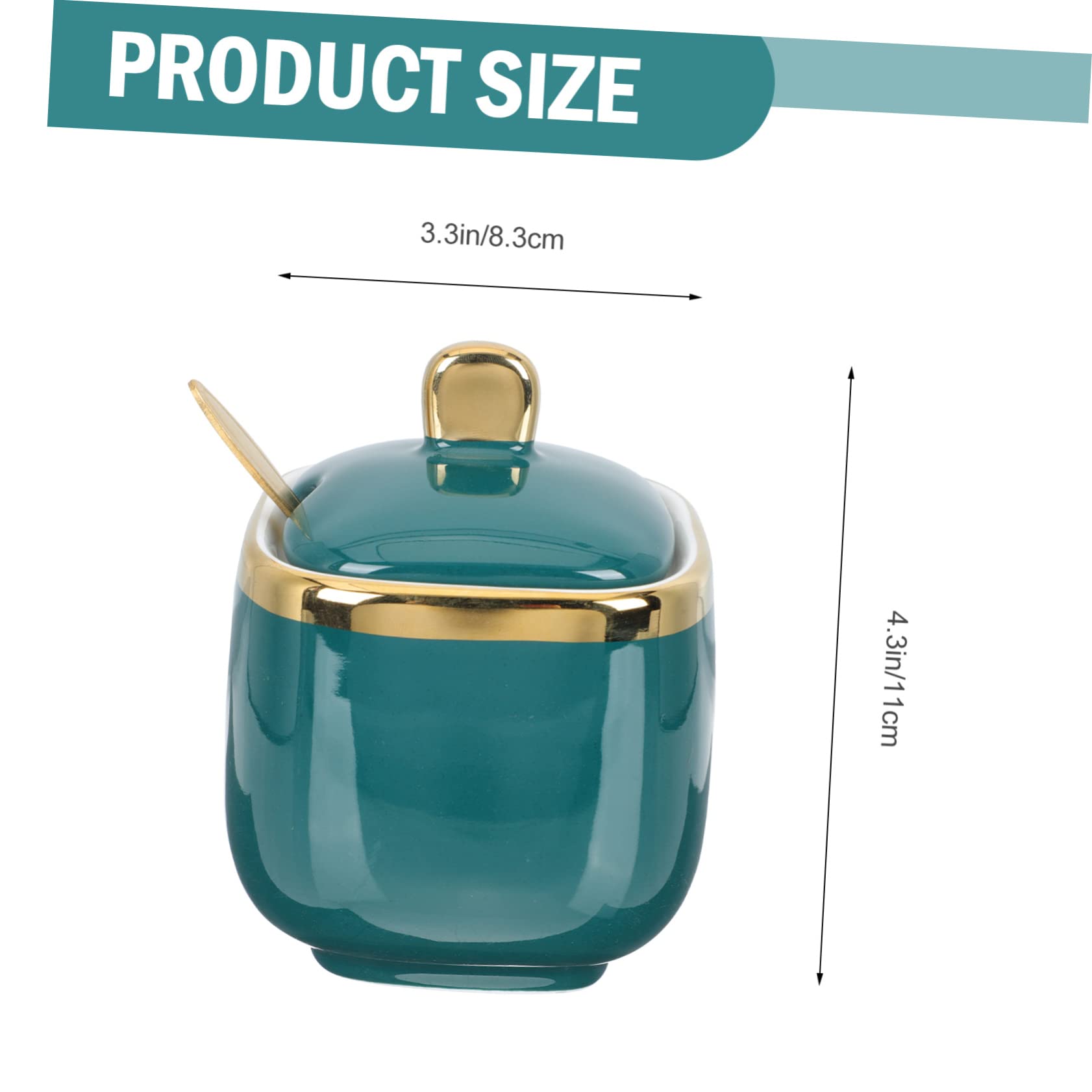 GRIRIW 1 Set Spice Jar Multi-function Jar Sugar Jar Seasoning Jar Brown Sugar Bowl Sugar Holder Salt Condiment Porcelain Sugar Bowl Sugar Pot Sugar Container with Spoon Green Ceramics
