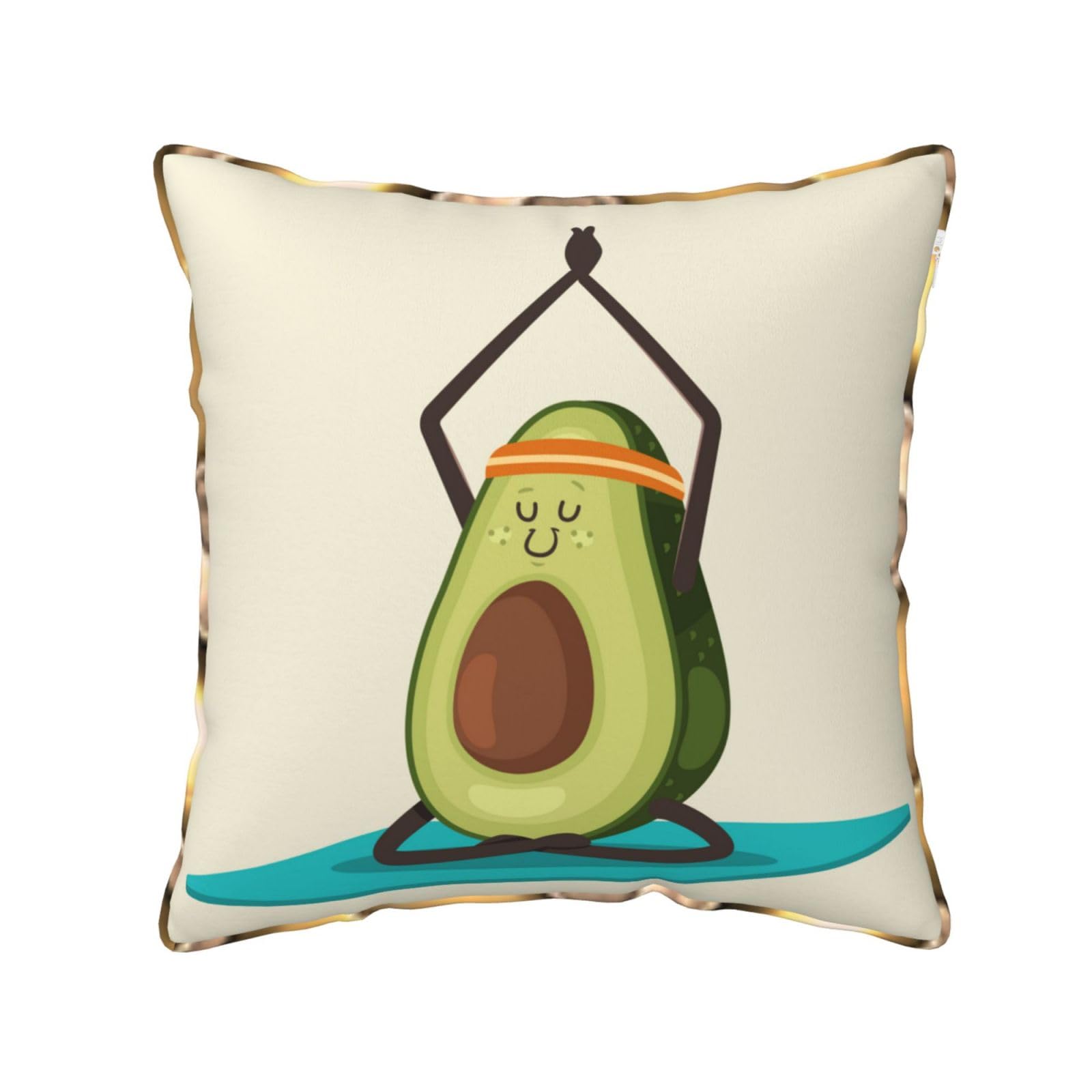 FZGGWYHL Cute yoga Avocado printed Velvet Throw Pillow Cover Pillowcase