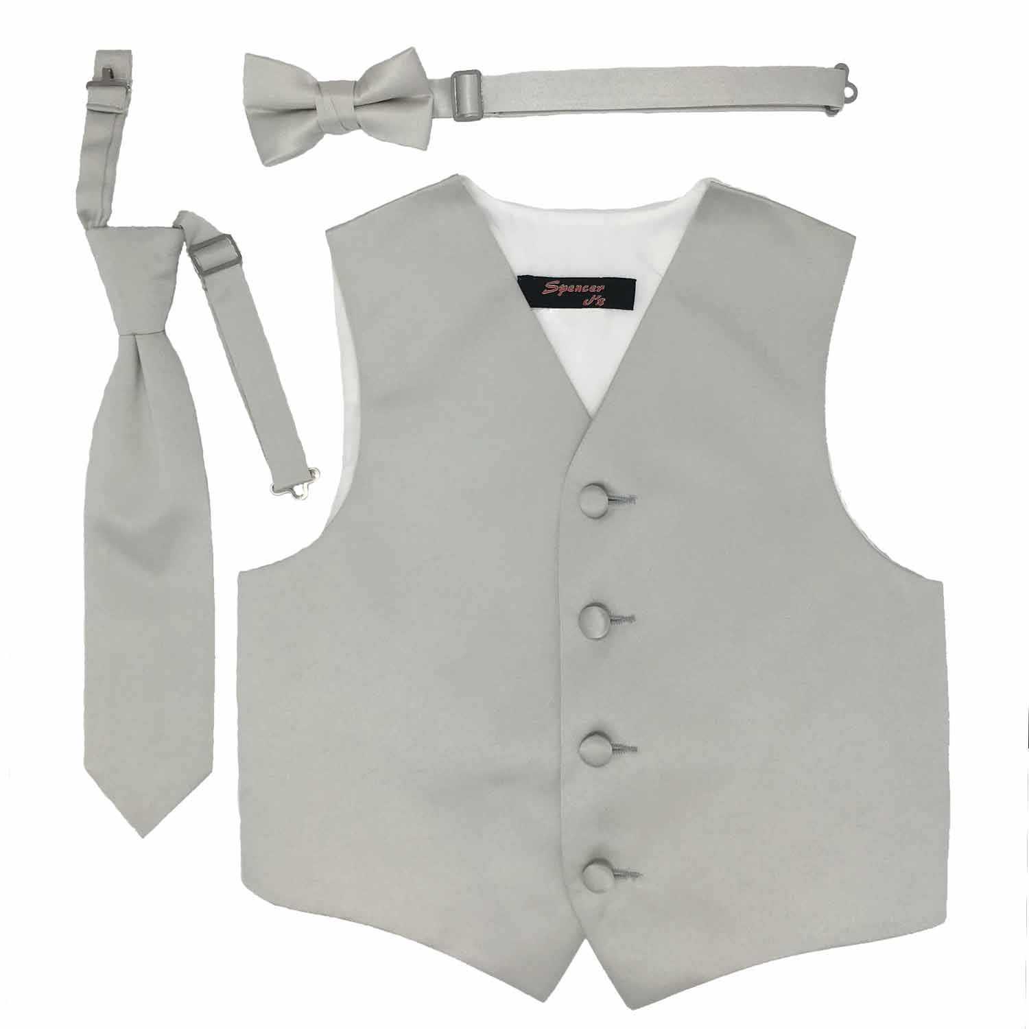 Spencer J's Boys Formal Suit Tuxedo Vest Tie and Bowtie Set Variety of Colors