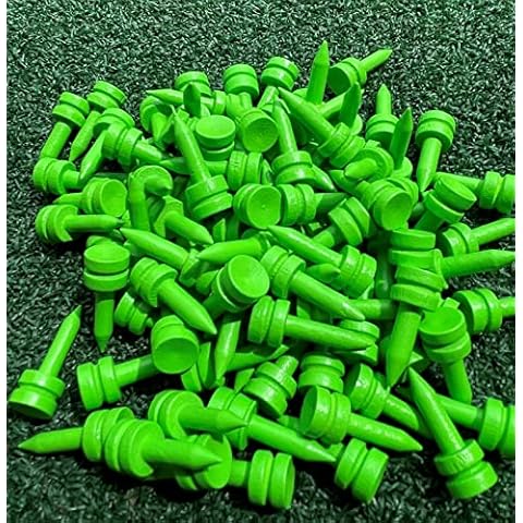 TH Golf 100 PCS Bamboo Golf Tees | Multiple Colours & Sizes | Eco Friendly & Sustainable Bamboo Golf Tees (25mm Castle Neon Green), 38mm, 54mm, 70mm, 83mm Cover