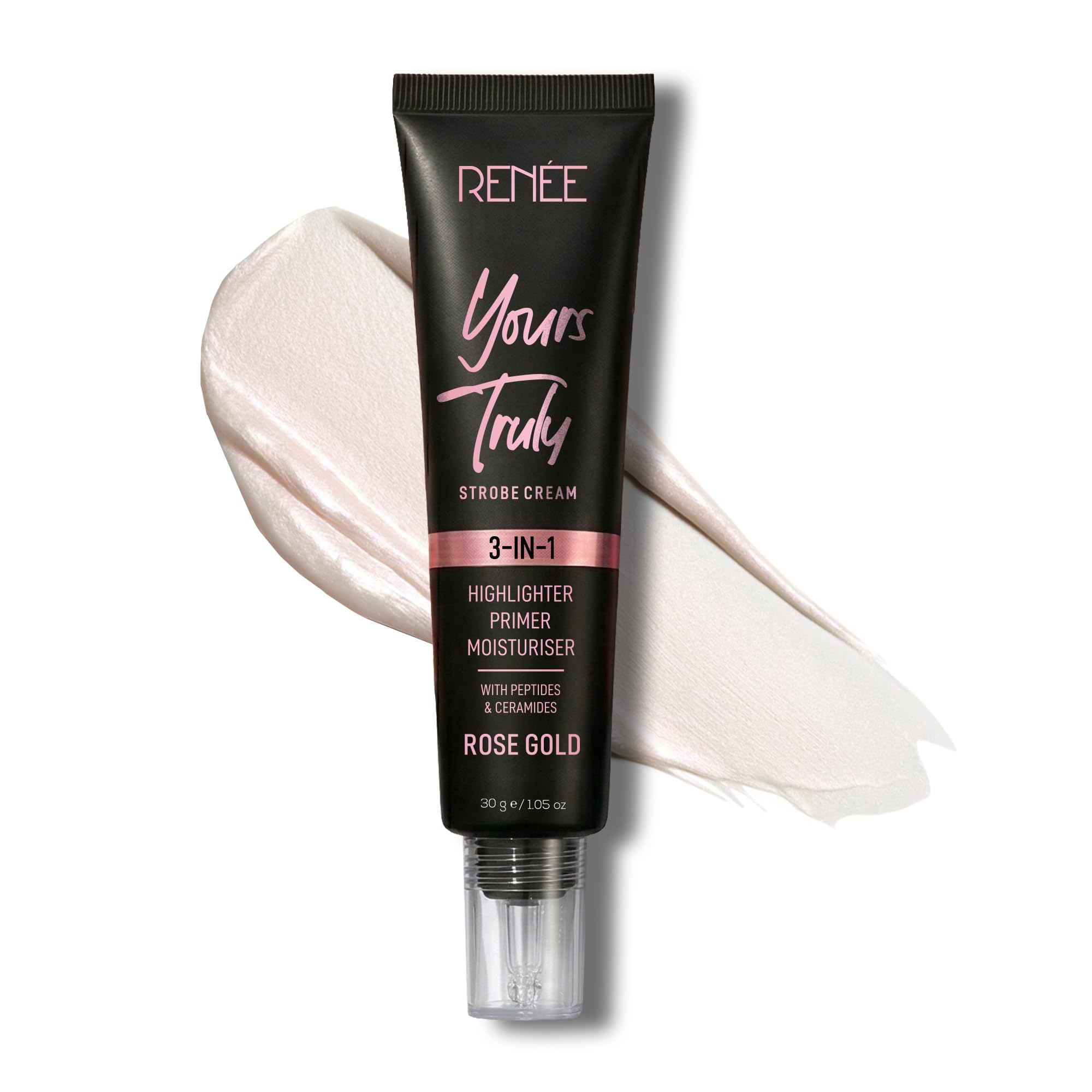 RENÉE Yours Truly Strobe Cream for Face | 3 in 1 Highlighter Primer Moisturiser | Glow Cream, Lightweight, Non Sticky | Hydrating Dewy Skin Finish With Peptides | For All Skin Types | Rose Gold - 30g-image-14