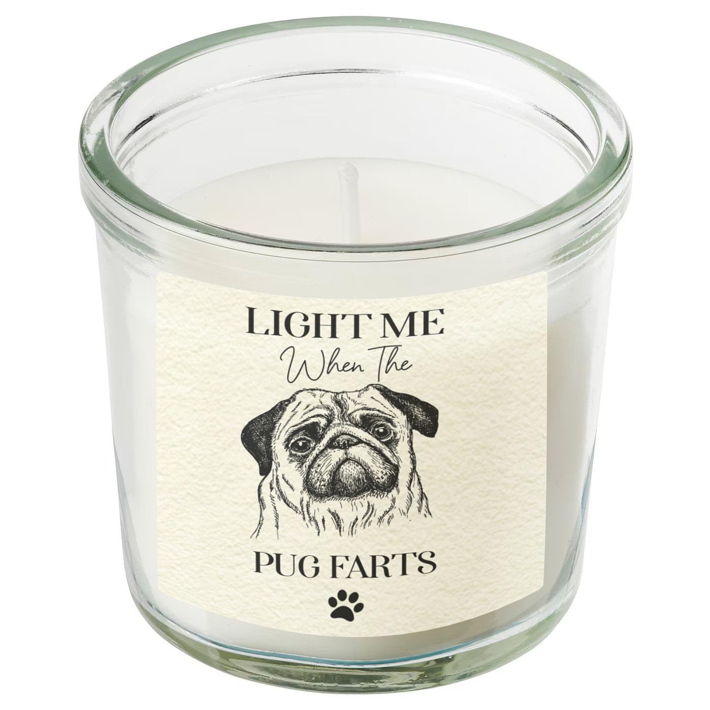 Pug Gifts, Funny Gift for Pug Dog Owners, Light Me When The Pug Farts, Scented Candle in A Jar, Dog Mum, Dog Dad, Novelty, Candles, Mothers Day (Small)