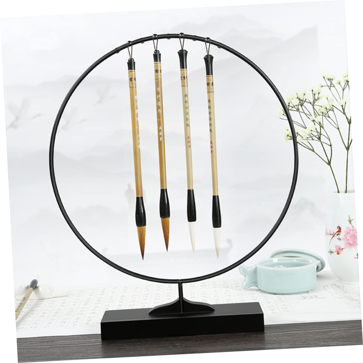 DOITOOL Runder Pinselhalter aus Eisen Robuster Stifthalter Kreativer Desktop Organizer für Büro und Zuhause Dekorative Schreibtischaufbewahrung