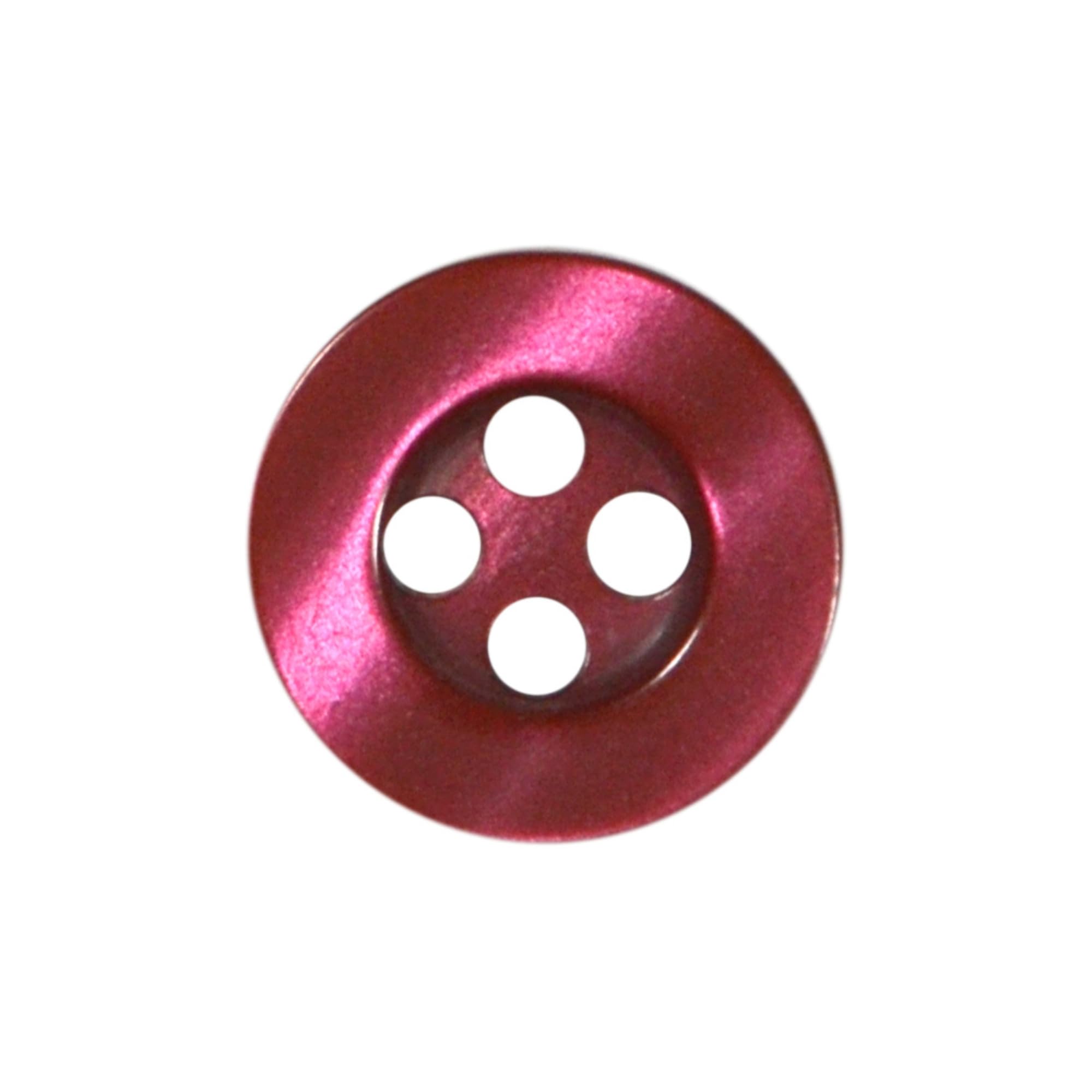 11mm Round Sew On Plastic Buttons for Shirts & Blouses - Pearlescent, Flat with 4 Holes, 18L - Pack of 20 - Wine