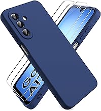 Case for Samsung Galaxy A17 4G/5G, with 2 Pack Tempered Glass Screen Protector, Anti-Scratch Shockproof Rubber Case, Soft Silicone Case - Midnight Blue