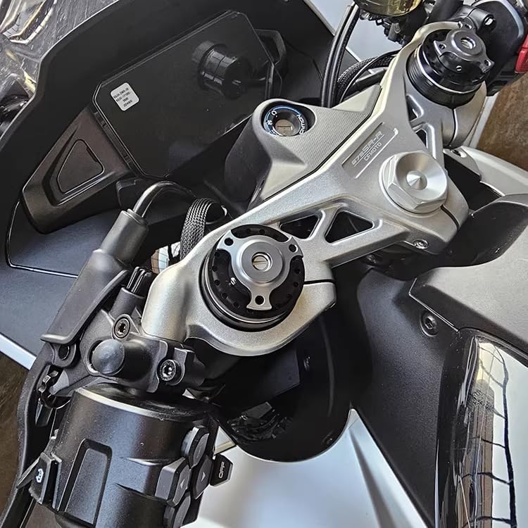 Motorcycle Fork Stem Nut Caps for CFMOTO 675SS 675SR 675SR-R 675NK, CNC Aluminum, Black, 1 Pair (Titanium)