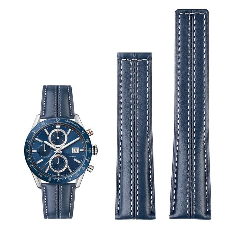 Bracelet montre 22mm cuir anti usure compatible Monaco Carrera fermoir acier