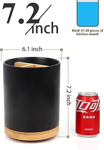 Miniatura 3 de LoeJan Soporte para utensilios de 3 compartimentos extragrande, organizador de utensilios de cerámica estable, juego organizador de herramientas de