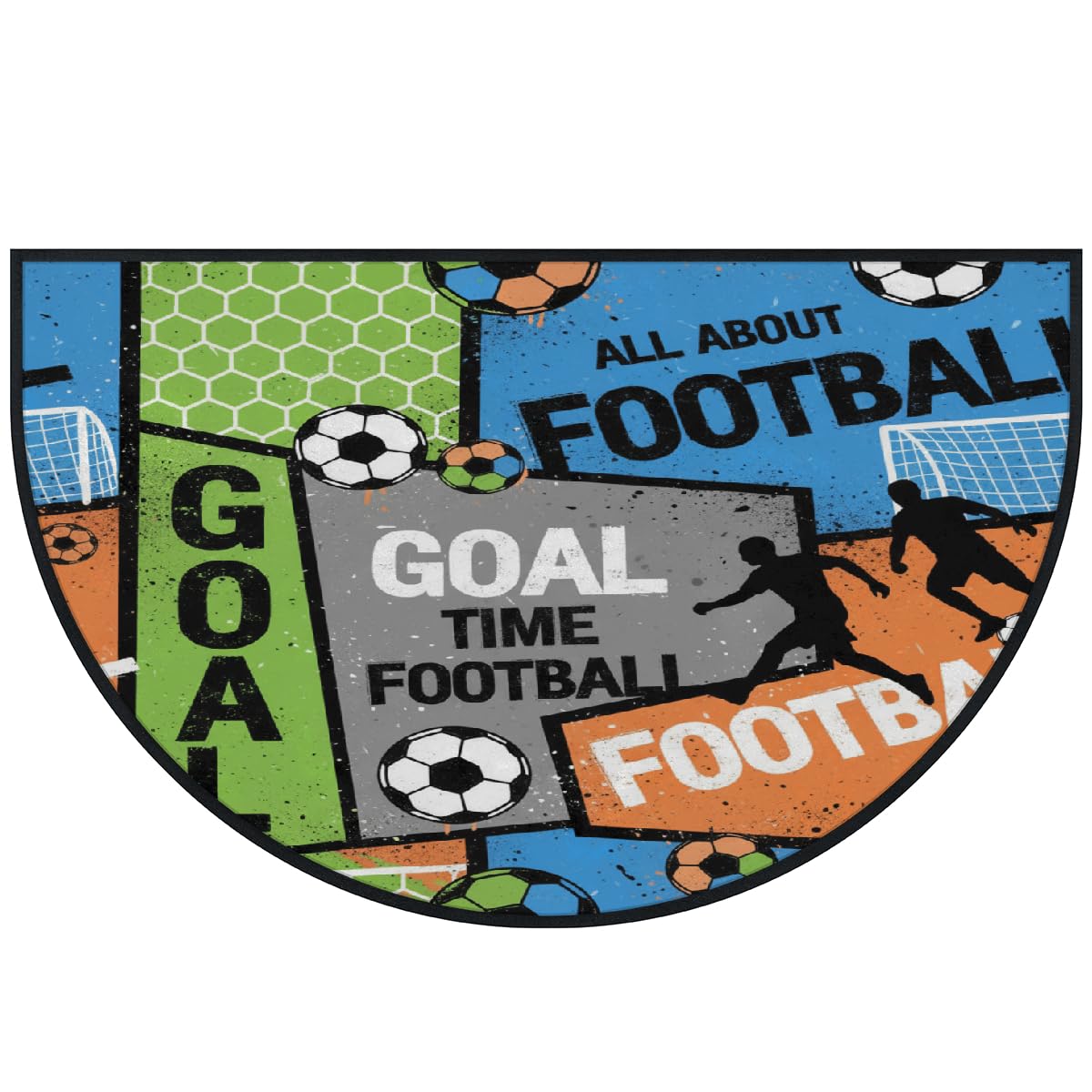 Große halbrunde Fußmatte, Fußballtor, rutschfest, saugfähig, halbrund, Eingangsbereich, niedlich, weich, halbrund, waschbar, Teppich für Küche, Badezimmer, Schlafzimmer, 160 x 100 cm