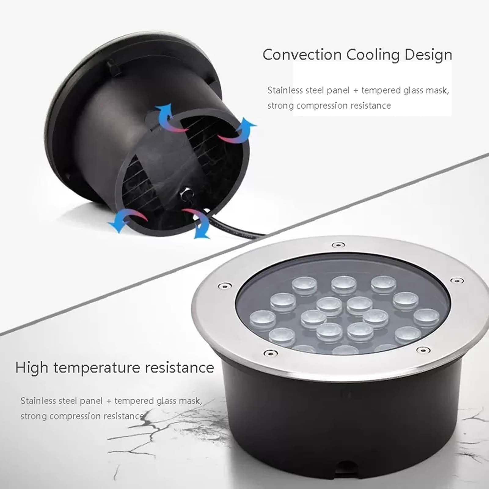 Lampa zewnętrzna LED, 9W - IP66 wodoodporne podziemne reflektory do zabudowy do ogrodu, podjazdu, tarasu i schodów - oświetlenie zewnętrzne zakopane AC220V (czerwony)