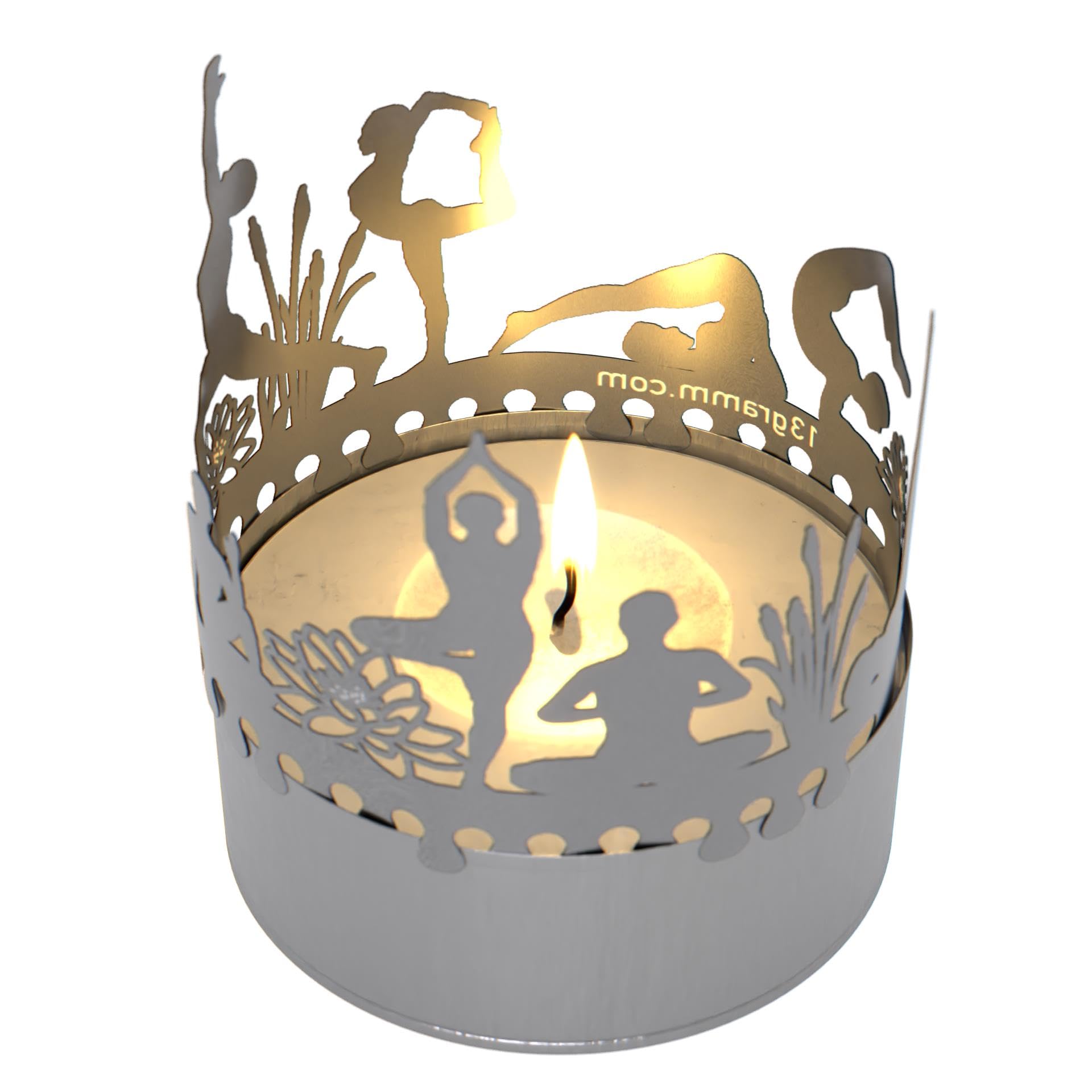 13Gramm Silver Yoga Shadow Play - Meditative Candle Projection, Beautiful Silhouettes, Relaxing Shadow Play, Great Gift For Yogis