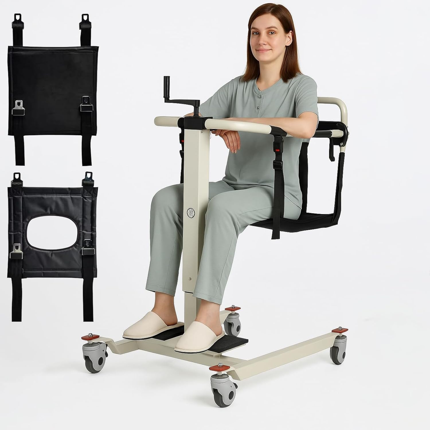 Silla de transferencia y elevador de pacientes 4 en 1 portátil para hogar y coche | Silla grúa elevadora para levantar personas mayores o discapacitadas | Ayuda de movilidad multifuncional (Básico)