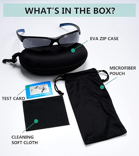 Miniatura 6 de Eyekepper TR90 Gafas de sol bifocales polarizadas deportivas irrompibles sin montura, Marco negro-azul matelente gris