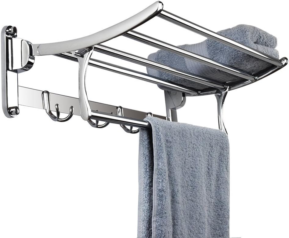 Stainless Steel Wall Mounted Bathroom Towel Rack Brushed Towel Shelf Towel Holder Hotel Rail Shelf Storage Holder (50cm)