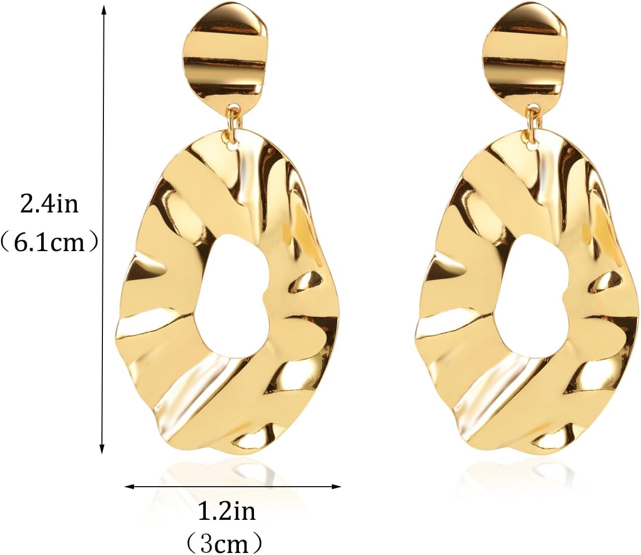 Gold Geometric Statement Earring, Big Fashion Design Boho Drop Dangle Earrings Irregular Earrings - Image 7