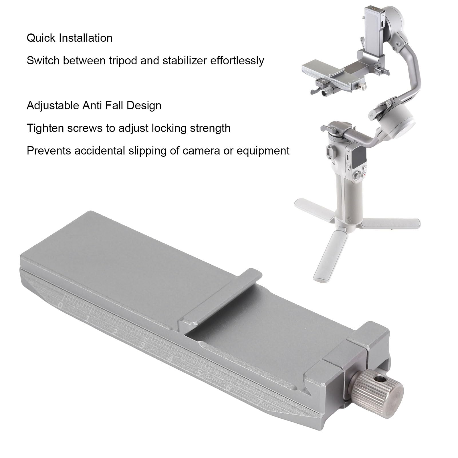 Cryfokt Piastra Inferiore Stabilizzatrice QR per RS4mini Camera | Lega di alluminio, meccanismo di bloccaggio rapido, antiscivolo, configurazione semplice, scorrimento degli ingranaggi di