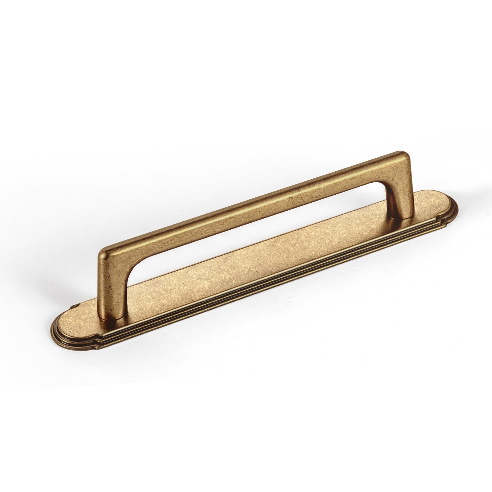 Goo-Ki Antique Brass Cabinet Pulls with Backplate,Zinc Alloy Cabinet Handle with 5''(128MM) Hole Centers 2 Pack