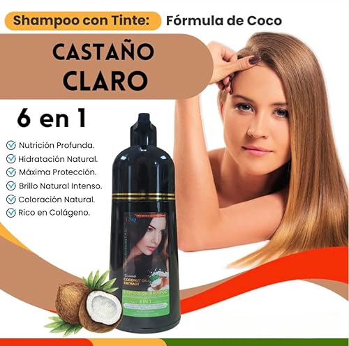 Miniatura 2 de Champú con Tinte y Aceite de Coco La Niquereña  Cubre Canas, Nutre y Da Brillo  Color Natural y Cuidado Capilar (Marrón Castaño)