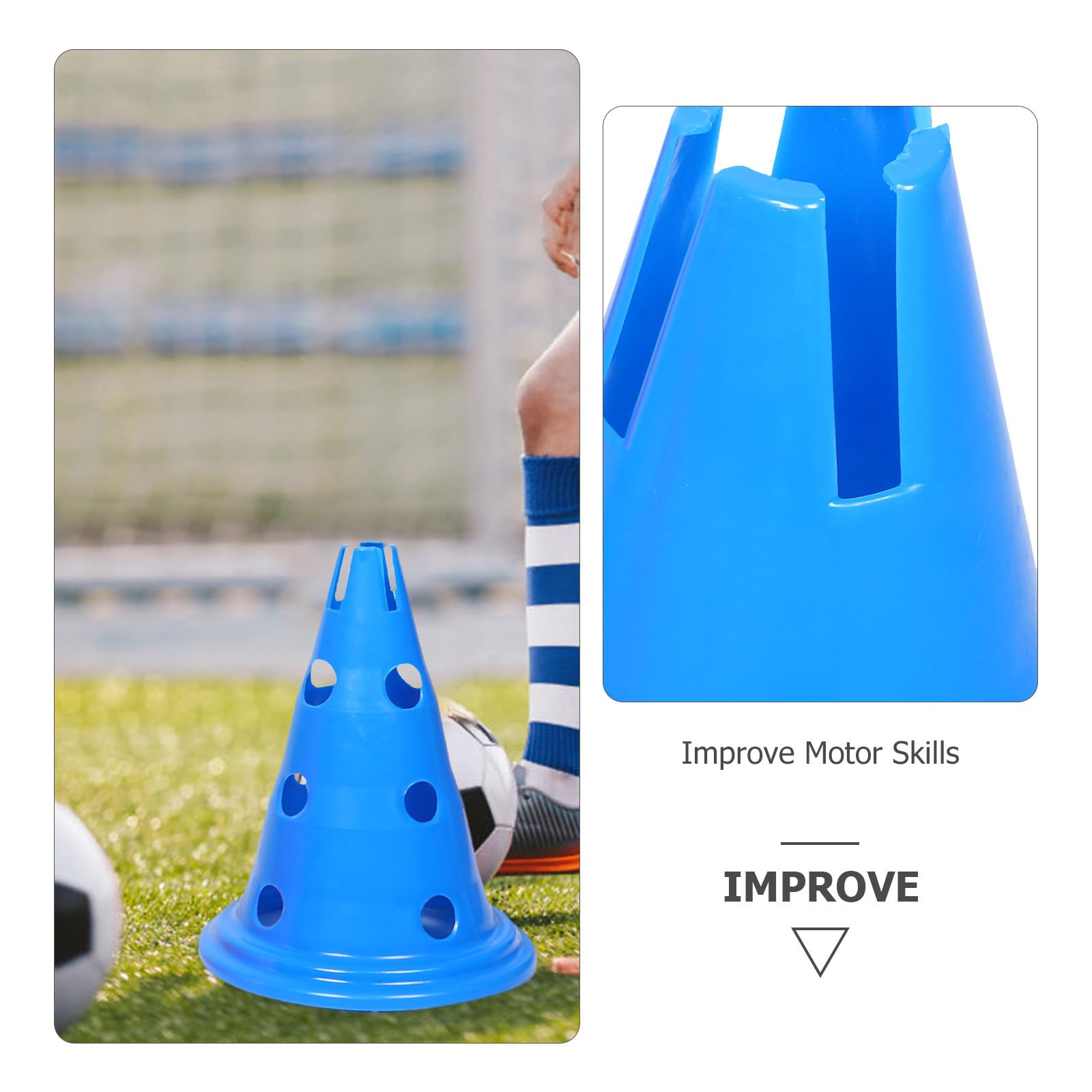 Set 5 Coni di Sicurezza per Allenamento Sportivo 30cm in Plastica Fori, Coni da Calcio e Basket per Esercizi di Agilità Indoor e Outdoor, Accessori Allenamento Campo e Scuola