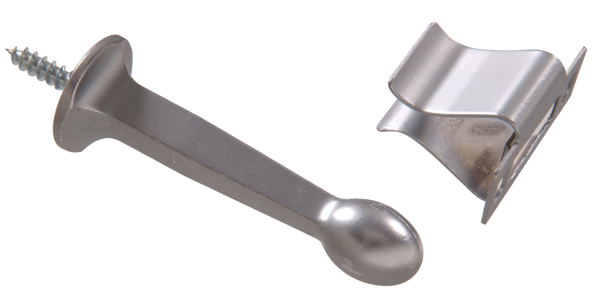 Hardware Essentials by Hillman 852924 Rigid Door Stops with Holder Satin Chrome White, 1 Count (Pack of 1)