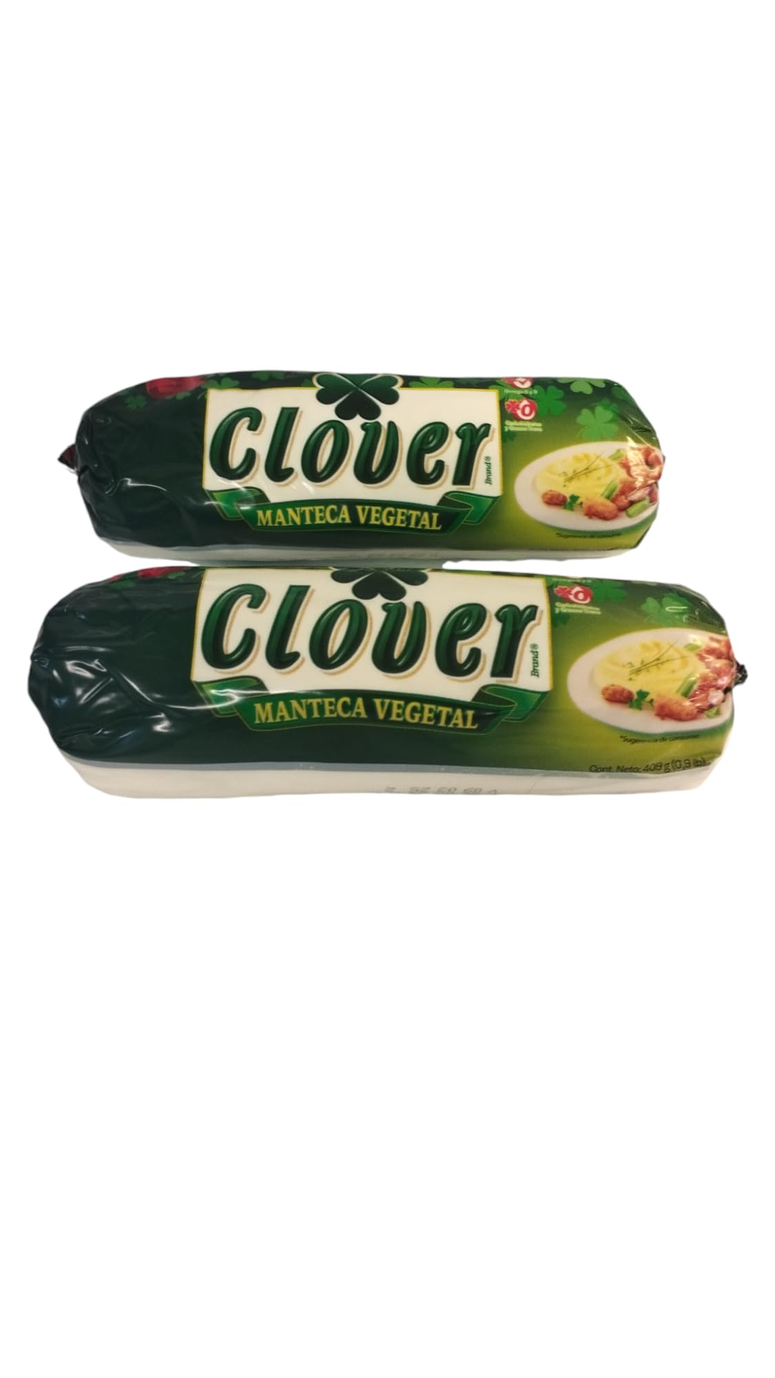 MANTECA VEGETAL CLOVER BRAND PARA FREIR Y COCINAR PACK DE 2 409 GRAMOS
