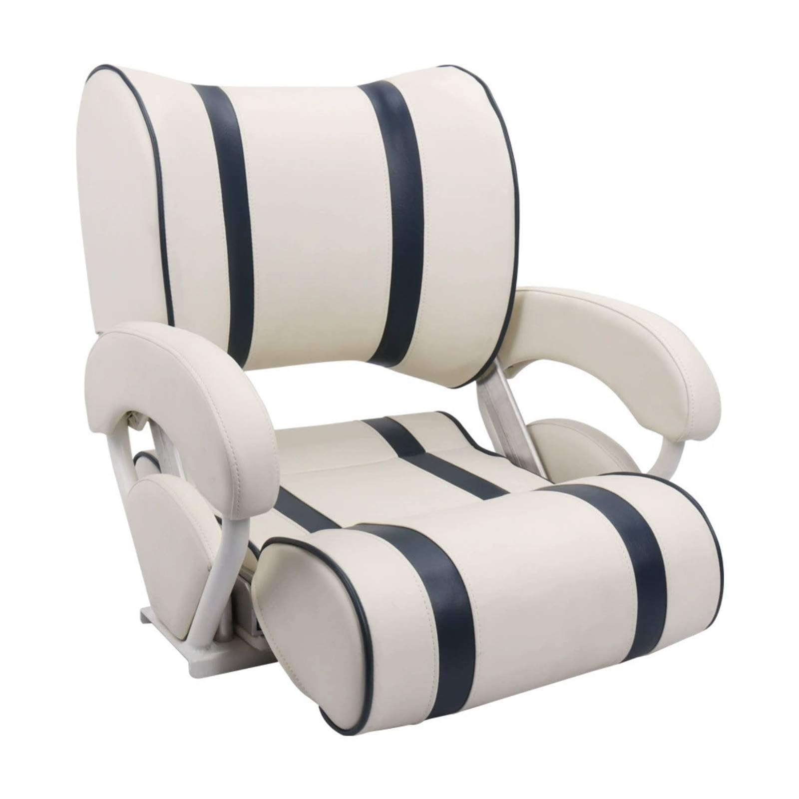 Gralara Marine Passenger Seat Sedia Barca Sedile Imbarcazione Poltrona Timoneria Convertibile con Schienale Regolabile in PU E Alluminio con Braccioli Adatta per Guida Crociera 60cmx63cmx36cm