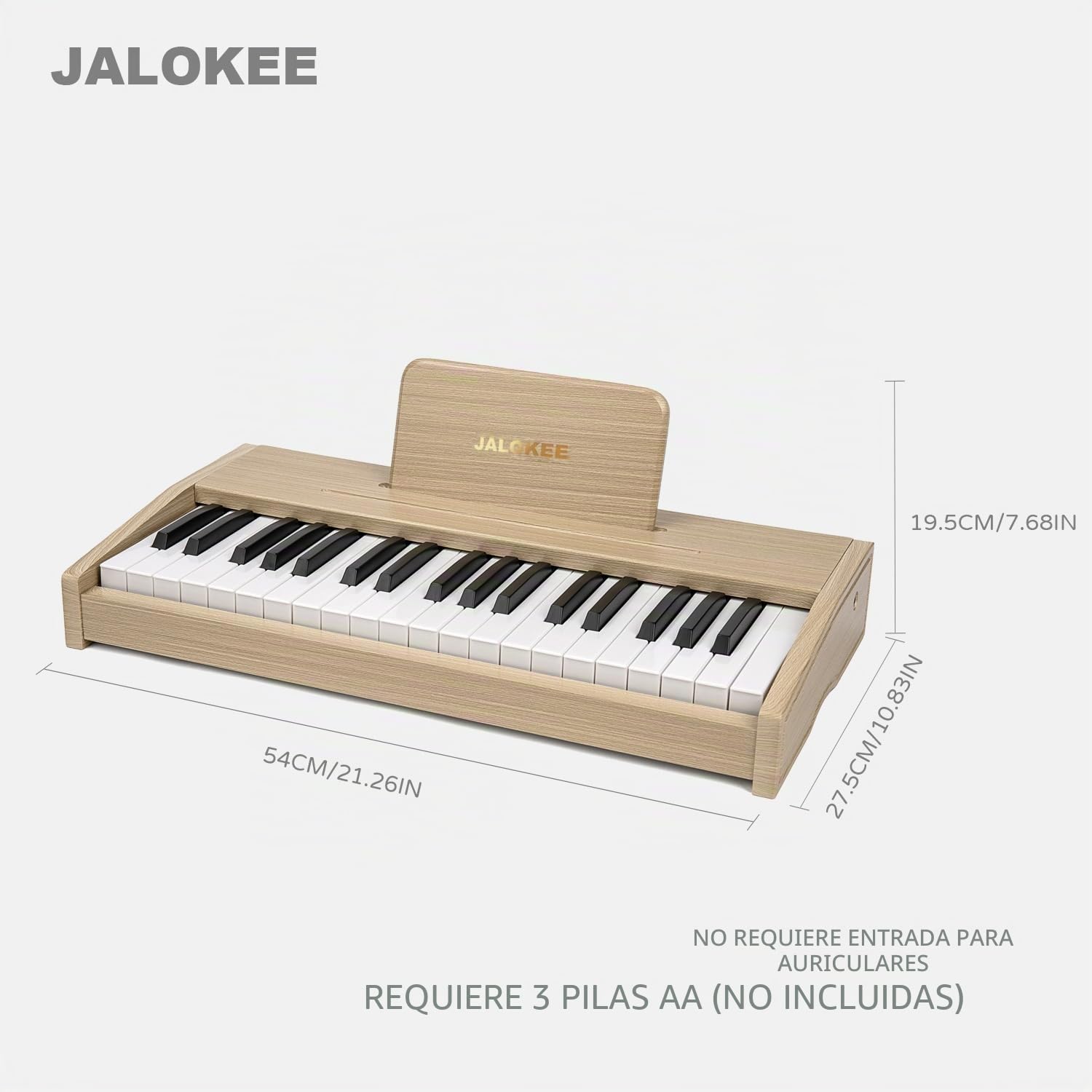 Teclado de piano infantil, piano digital para niños, instrumento musical educativo de juguete, piano de madera para niños y niñas mayores de 3 años (Roble, 37 Teclas)