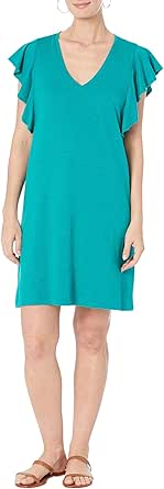Lila | Women's Day Dress With V-Neck And Flutter Sleeves | Graceful main image 1