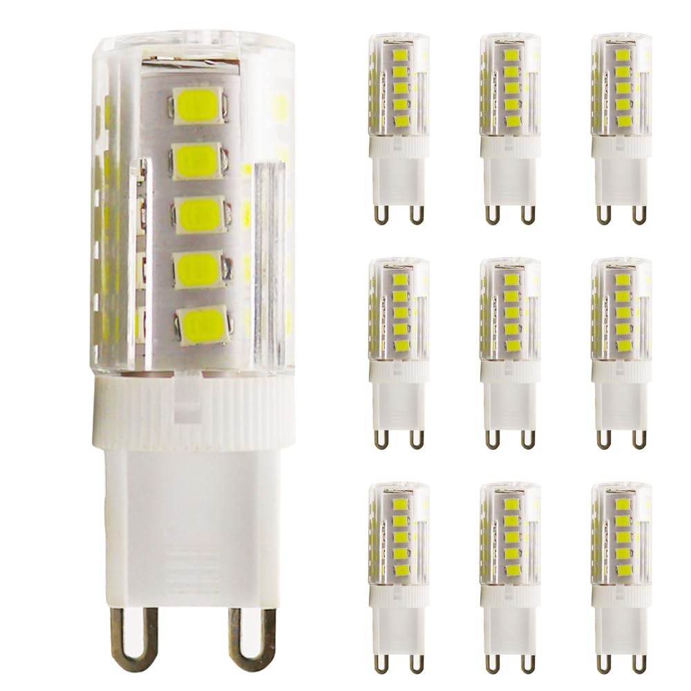 Chao Zan 3W G9 LED Bulb, 360° Wide Beam Angle, No-Flickering, Energy Saving 300 Lumens LED Bulbs, Not Dimmable (Cool White, 10 Count)