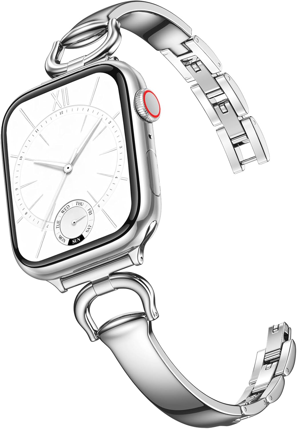 QINGQING Slim Gold Band for Women,Dressy Bands Compatible with Apple Watch 38mm 40mm 41mm 42mm 44mm 45mm 46mm 49mm,Adjustable Thin Bracelet Metal Strap for iWatch Series 11/10/9/8/7/6/5/4/SE/Ultra