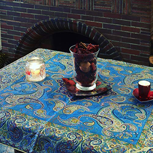 LPUK Mantel Shahkar Collection Series 2 Azul Persa Estilo Tapiz auténtico exótico Mantel de 100 cm x 100 cm