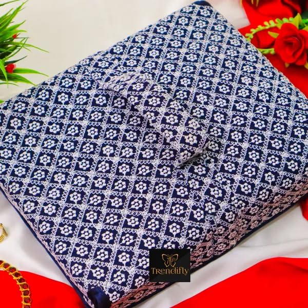 Image of Trendifly silk Lucknowi Jewellery Organiser Box for women Necklace organizer pouches Travel Makeup Cosmetic Earrings Jewelry Storage box for Bridal Gifting (Blue)