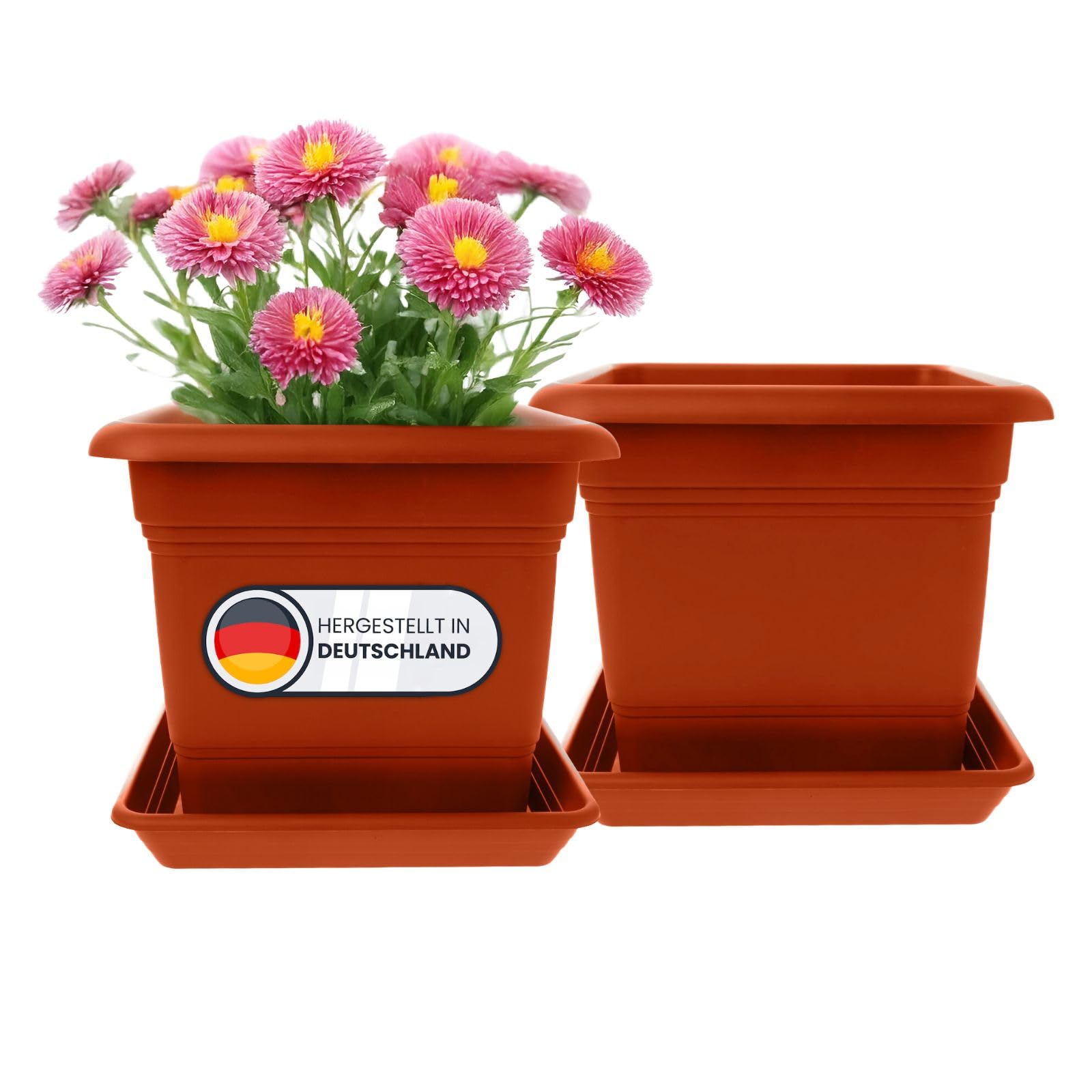 Posacenere Da Esterno Fioriera E Cassetta Per Finestra In Plastica - Forma Quadrata, Colori Terracotta O Ebano, Impilabile Vasi Autoirriganti Da Interno - Foto 14