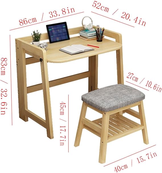 Study Desk Kids Study Table Home Kindergarten Desk Foldable Lift Table Writing Table Desk Table and Chair Set Home Office Desk (Size : Gold)
