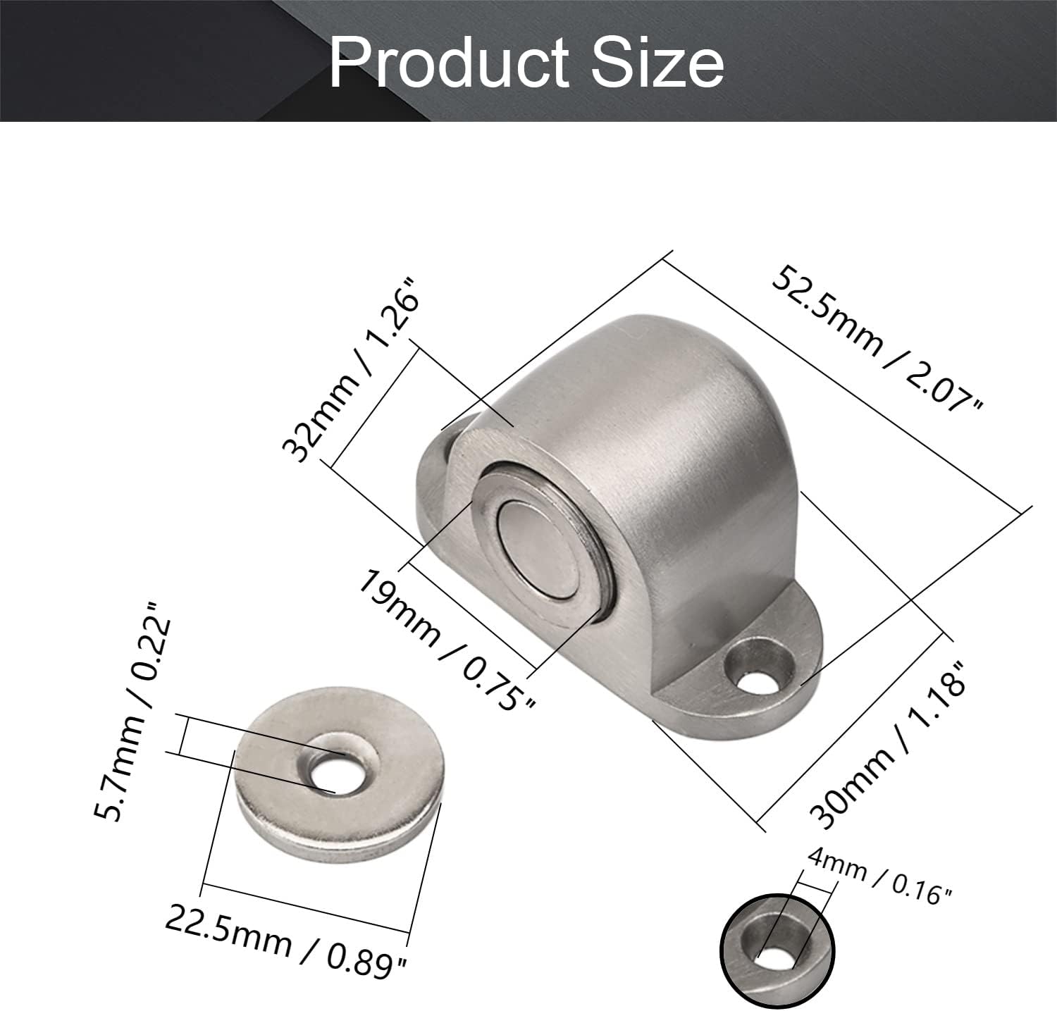 MroMax Zinc Alloy Magnetic Doorstop with Catch Screw Mount Door Magnetic Catch Holder Stopper Doorstop Silver 3pcs