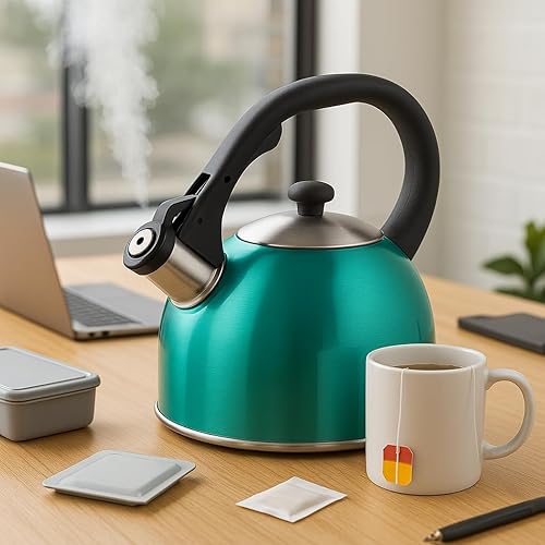 Miniatura 3 de Creative Home Hervidor de té silbante para estufa de 2.8 cuartos de galón, olla de té de acero inoxidable premium, agua de ebullición rápida, mango