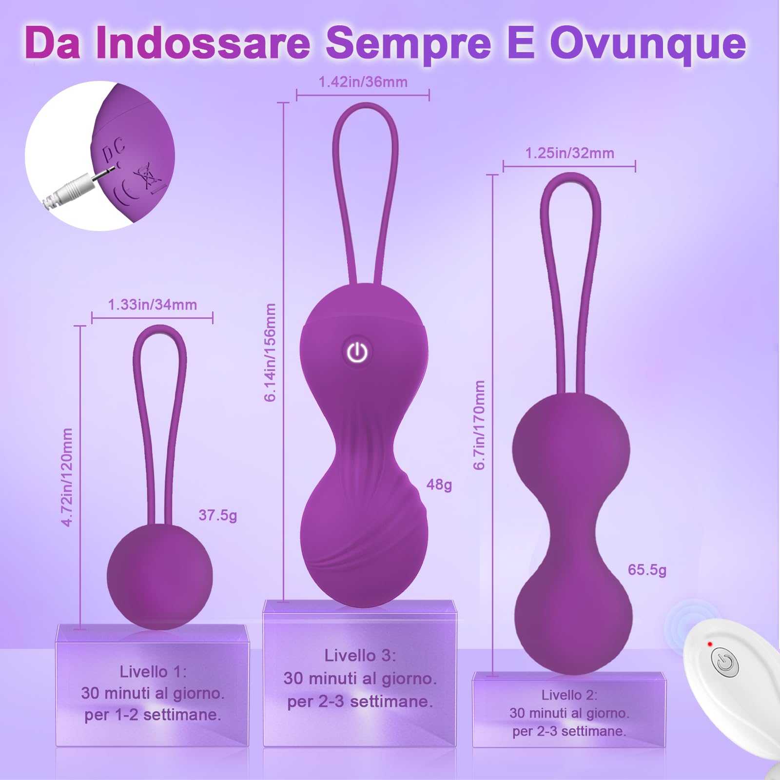 Vibratoreper Donna Professionale Ovetto Vibrante Donna Telecomando Vibratore Vibratoriper Donne 3 IN 1 Palline di Kegel Sex Toys con 10 Modalità, Esercizi Per il Pavimento Pelvico Sexytoysys Donna
