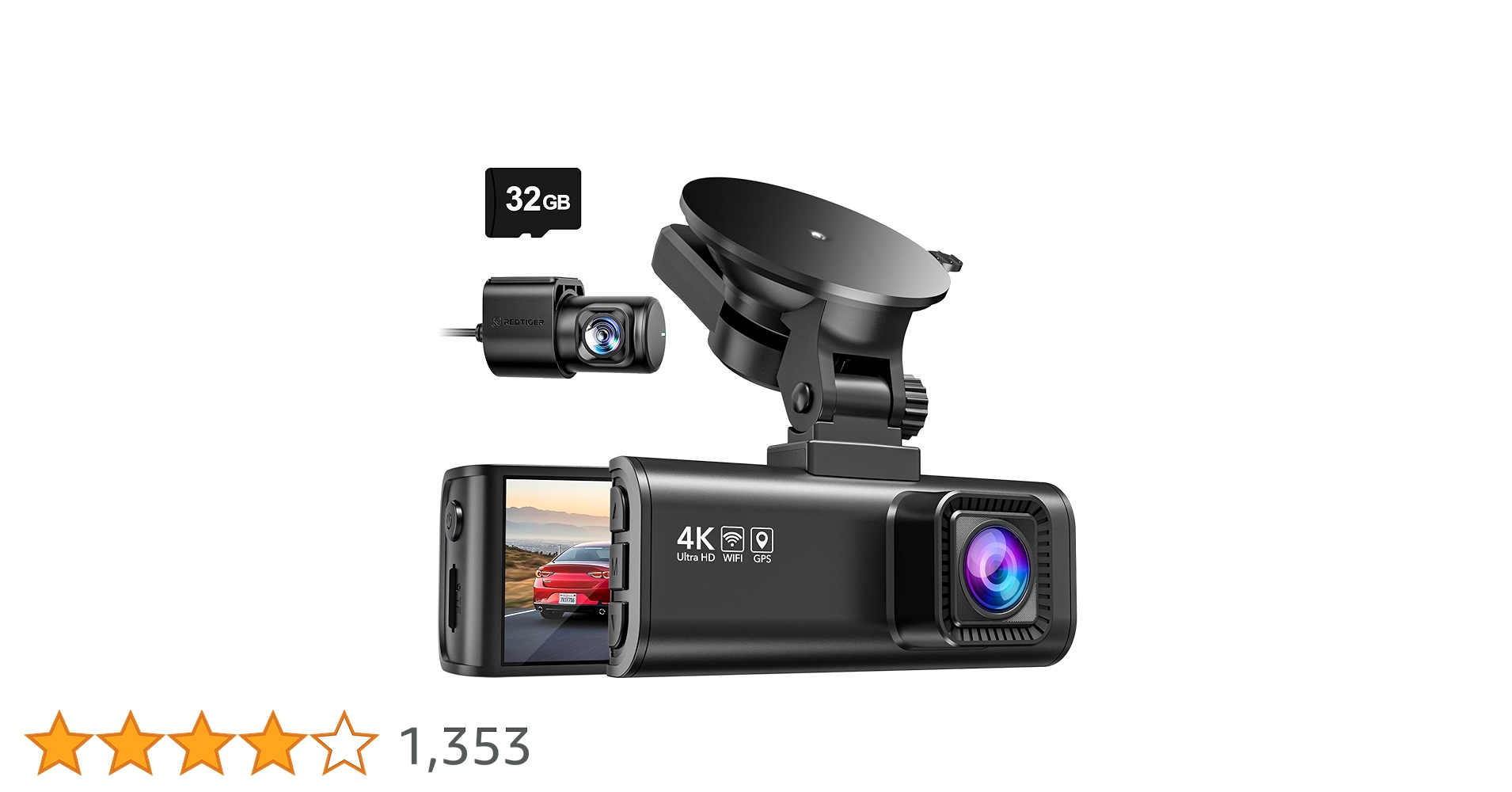 やきとり★未使用品★REDTIGER F7N ドライブレコーダー 4K amazonおすすめ)Red Tigerドライブレコーダー前後カメラ4K