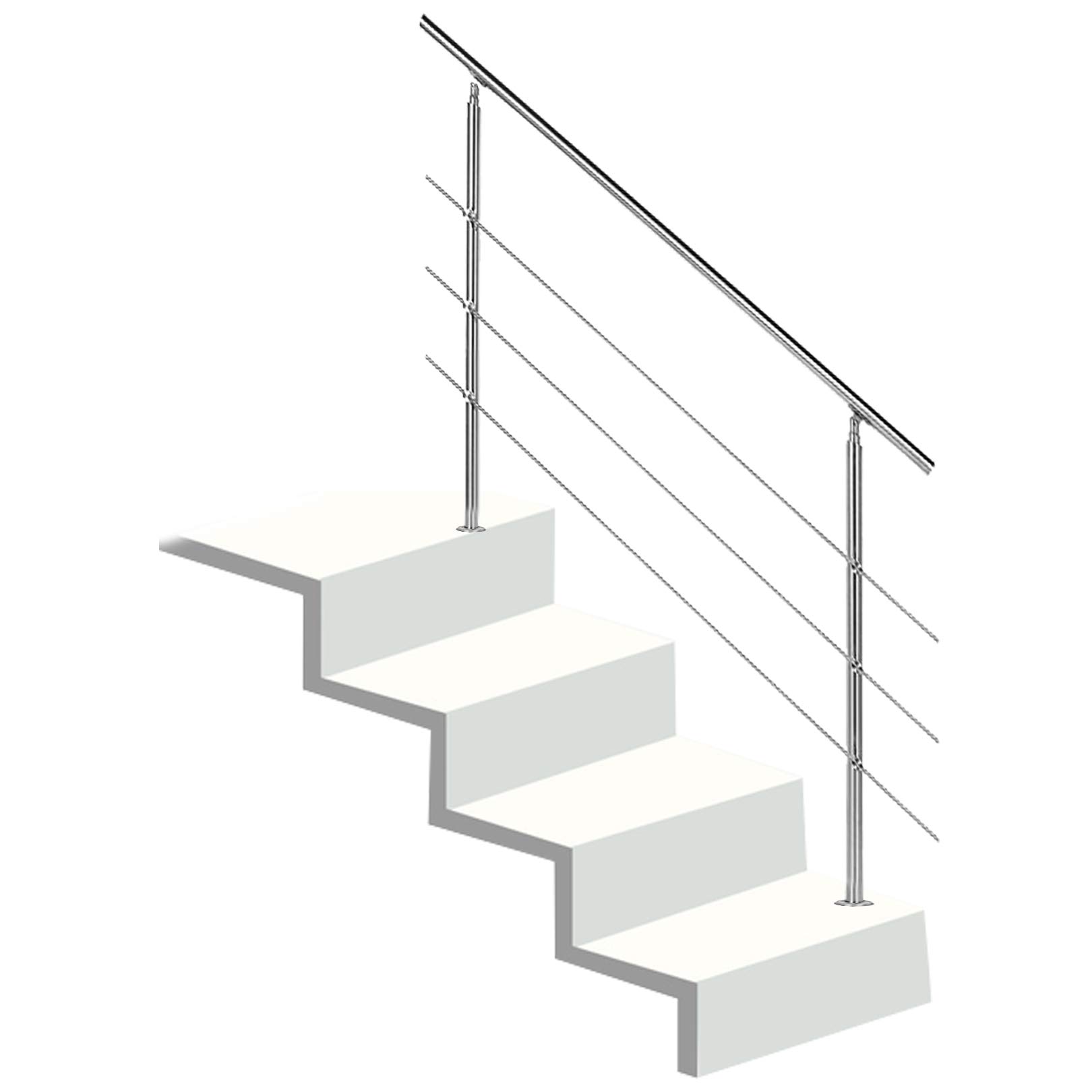 Rambarde d'escalier sûre et antidérapante avec kit complet de montage