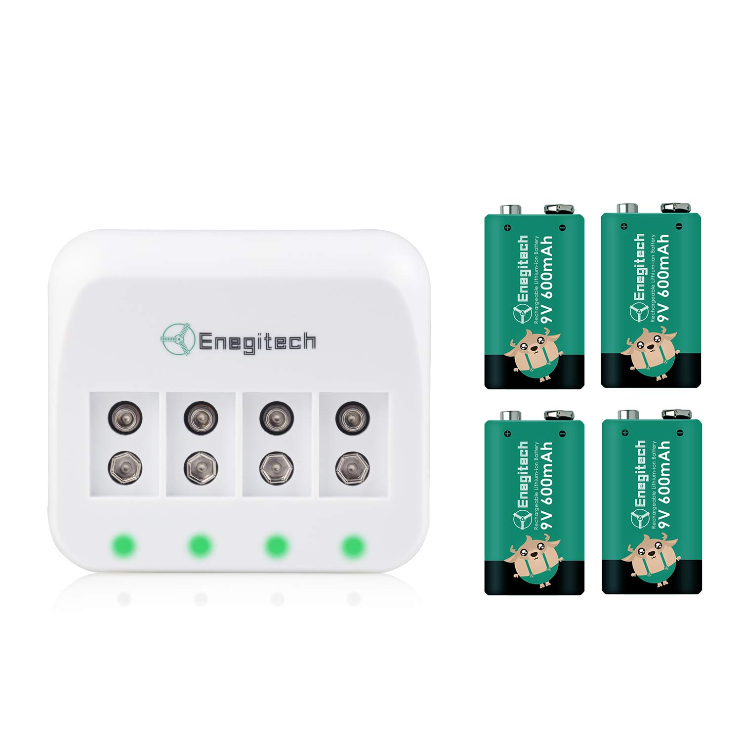 Buy Enegitech 9V Rechargeable Battery Lithiumion 600mAh 4 Pack with