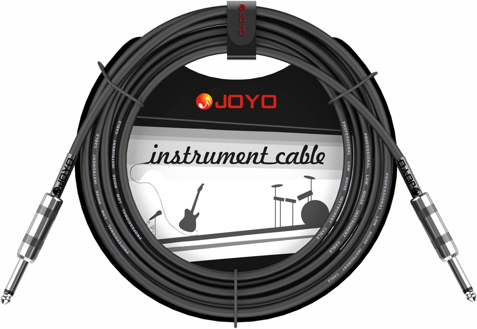 JOYO Audio Instrument Cable 15ft for Bass & Guitar 1/4 Inch Straight Professional Amp Cord (Black, CM-04)