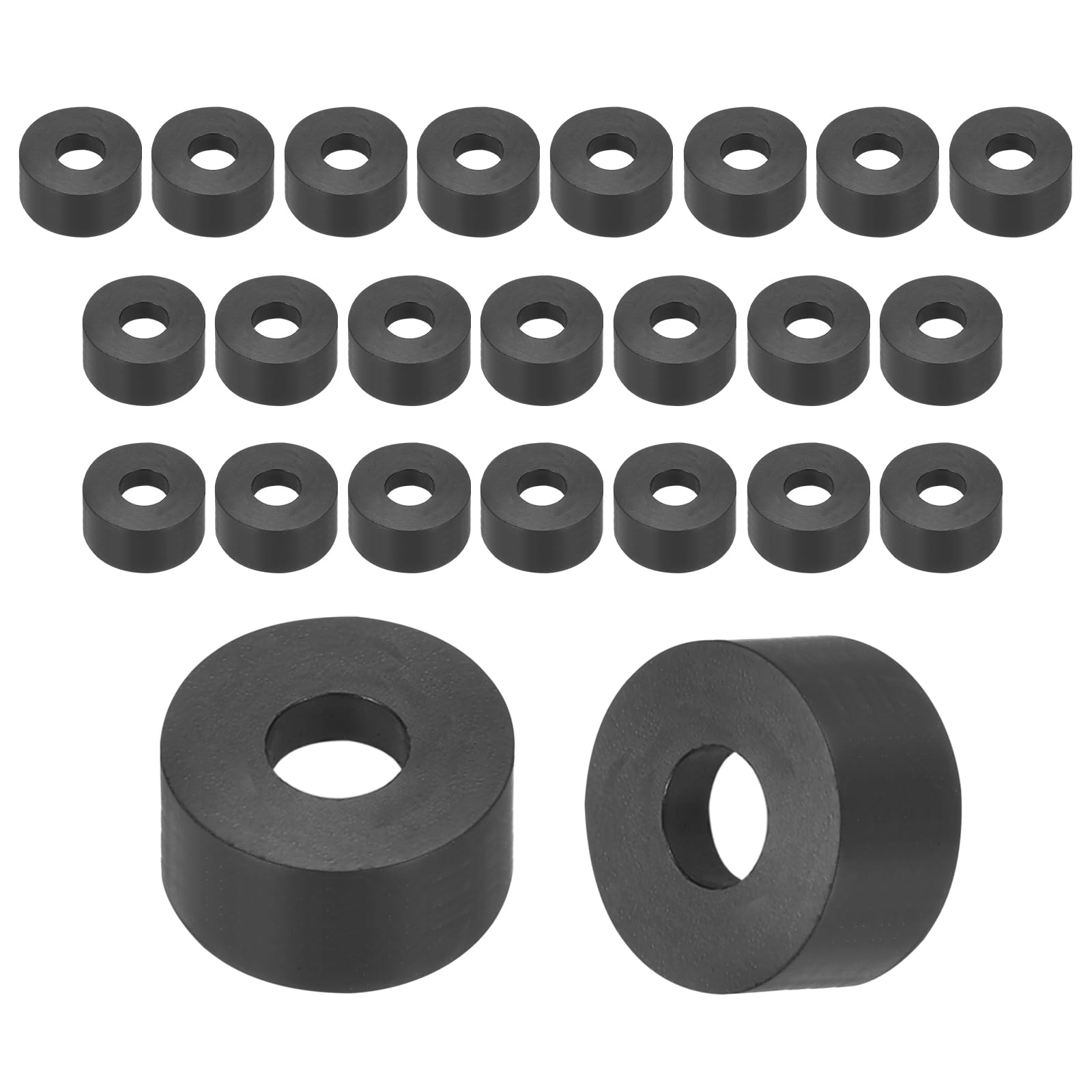 sourcing map 25Pcs Rubber Spacers, 30mm OD, 10mm ID, 7mm Thick Black Round Anti Vibration Rubber Pads Isolation Bushings Washer for Home Cars Boat(1.18" OD x 0.39" ID x 0.28" Thick)