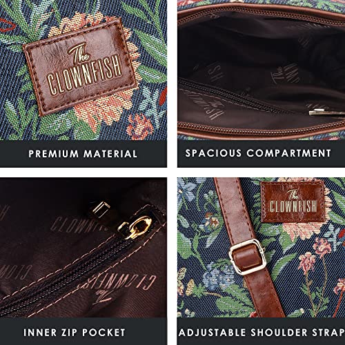 Image of THE CLOWNFISH Combo Of Linda Sling for Women Crossbody Bag for College Girls Justina Tapestry Fabric & Faux Leather Handbag for Women